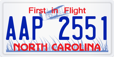 NC license plate AAP2551