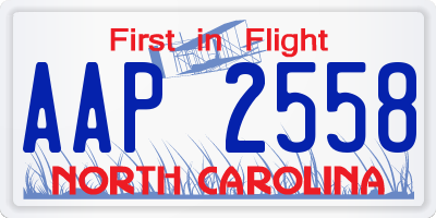 NC license plate AAP2558
