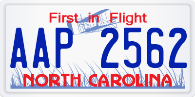 NC license plate AAP2562
