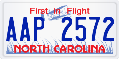 NC license plate AAP2572