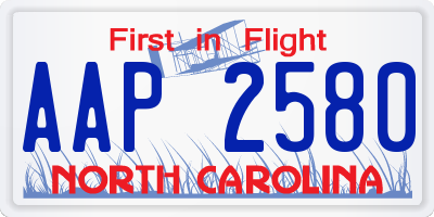NC license plate AAP2580