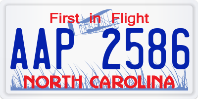 NC license plate AAP2586