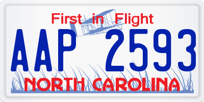 NC license plate AAP2593