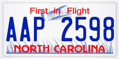 NC license plate AAP2598
