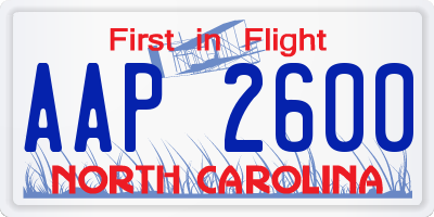 NC license plate AAP2600