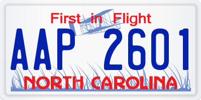 NC license plate AAP2601