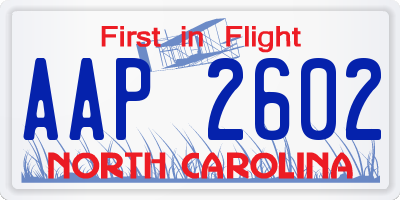 NC license plate AAP2602
