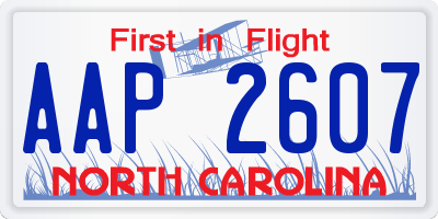 NC license plate AAP2607