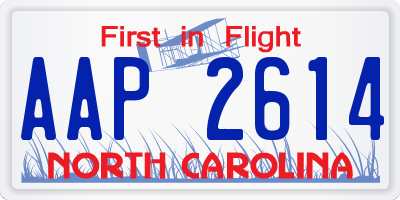 NC license plate AAP2614
