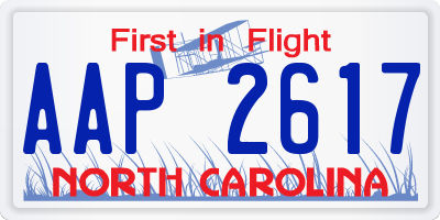 NC license plate AAP2617
