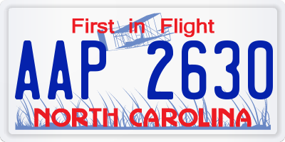 NC license plate AAP2630