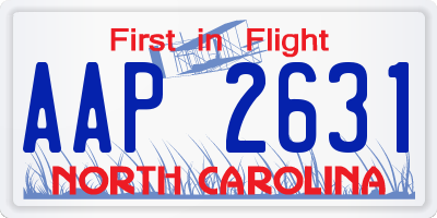 NC license plate AAP2631