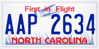 NC license plate AAP2634