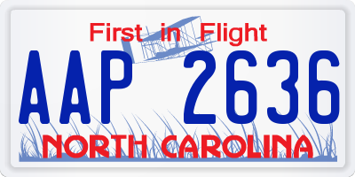 NC license plate AAP2636