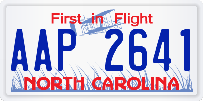 NC license plate AAP2641