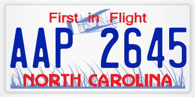 NC license plate AAP2645