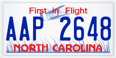 NC license plate AAP2648