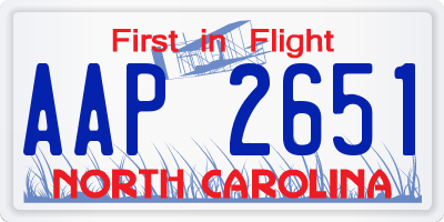 NC license plate AAP2651
