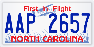 NC license plate AAP2657