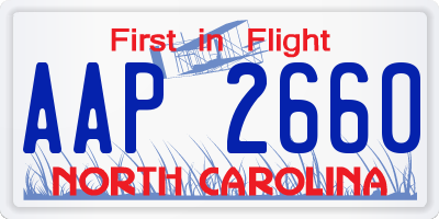 NC license plate AAP2660