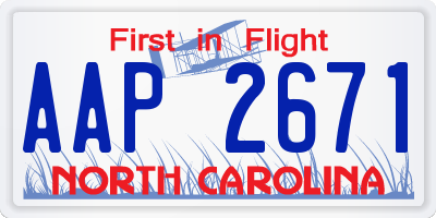 NC license plate AAP2671