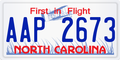 NC license plate AAP2673
