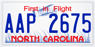 NC license plate AAP2675