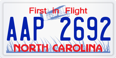 NC license plate AAP2692