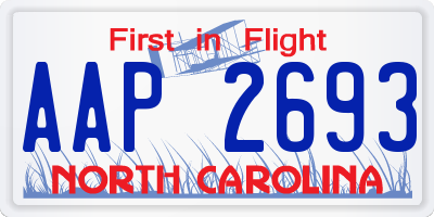 NC license plate AAP2693
