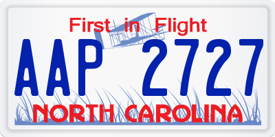 NC license plate AAP2727