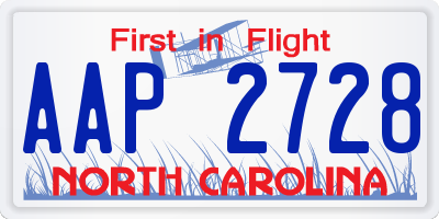 NC license plate AAP2728