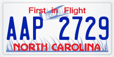 NC license plate AAP2729