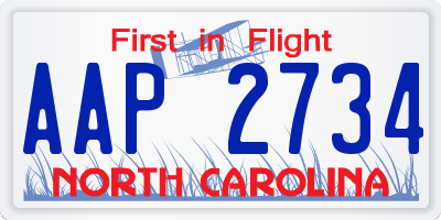 NC license plate AAP2734