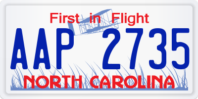 NC license plate AAP2735
