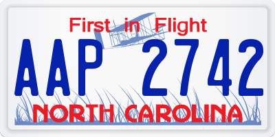 NC license plate AAP2742
