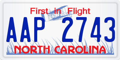 NC license plate AAP2743