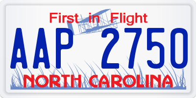 NC license plate AAP2750