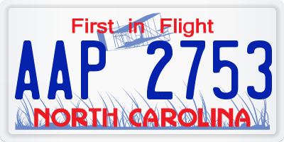NC license plate AAP2753