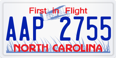 NC license plate AAP2755