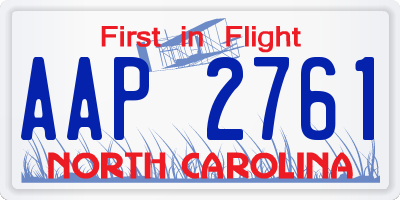 NC license plate AAP2761