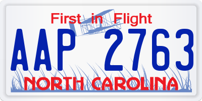NC license plate AAP2763