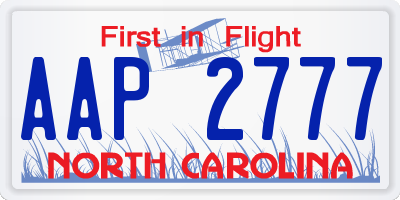 NC license plate AAP2777