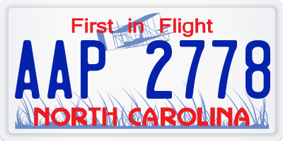 NC license plate AAP2778