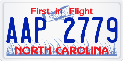 NC license plate AAP2779