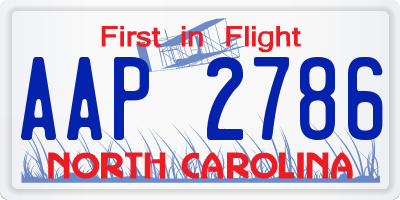 NC license plate AAP2786