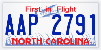 NC license plate AAP2791