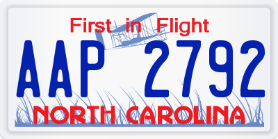 NC license plate AAP2792