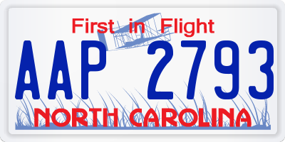 NC license plate AAP2793