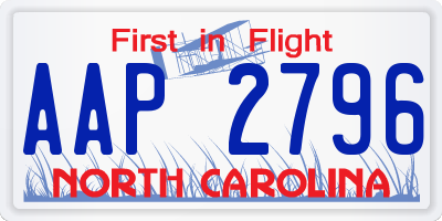NC license plate AAP2796