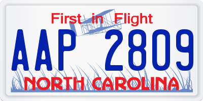NC license plate AAP2809